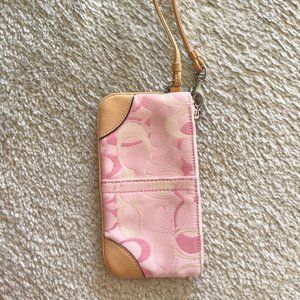 Vintage Pink Coach Signature Wristlet